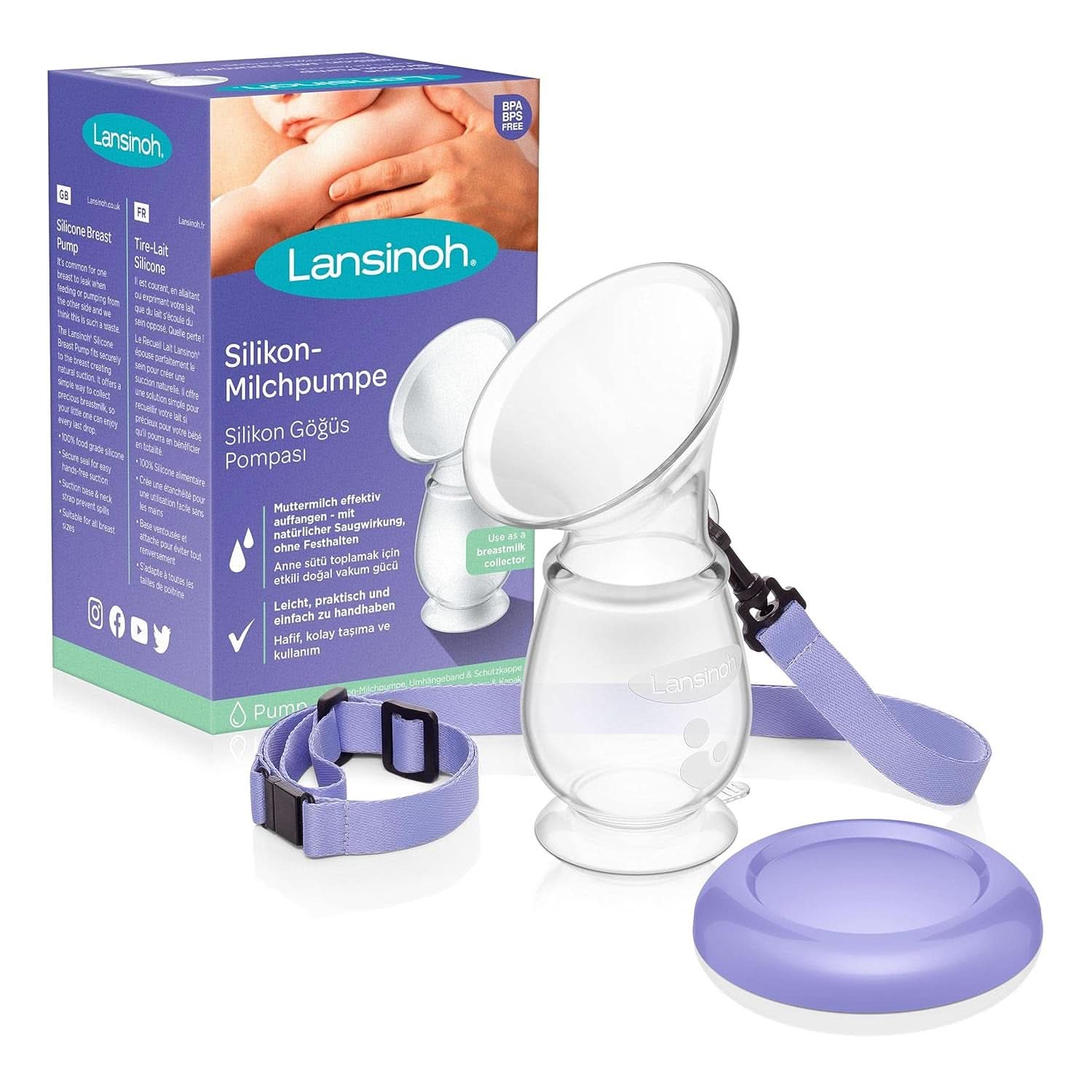 Lansinoh Silikon Milchpumpe & Muttermilchauffänger - Angenehmes & Extrem Weiches Silikon - Rettet Jeden Tropfen Muttermilch - Alternativ Zu Milchauffangschalen, 1 Stück (1Er Pack) Tilbehør Mad og Amning Bebe Naty Shop Single Silikon-Milchpumpe Muttermilchauffänger