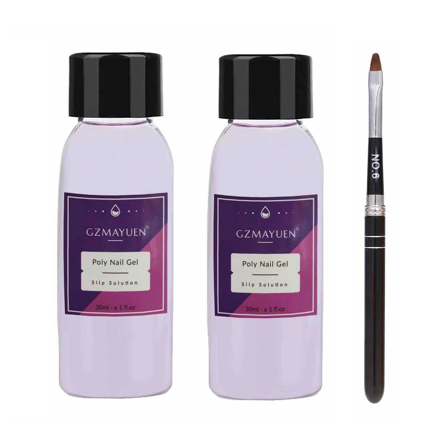 GZMAYUEN Poly Nail Gliding Solution 30ml * 2 Nail Extension Gel Flydende Poly Extension Gel - Nem DIY Gliding Solution med børste