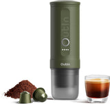 OutIn Nano bærbar elektrisk espressomaskine, campingkaffemaskine, USB-C selvopvarmende, kompatibel med malet kaffe og NS-kapsler