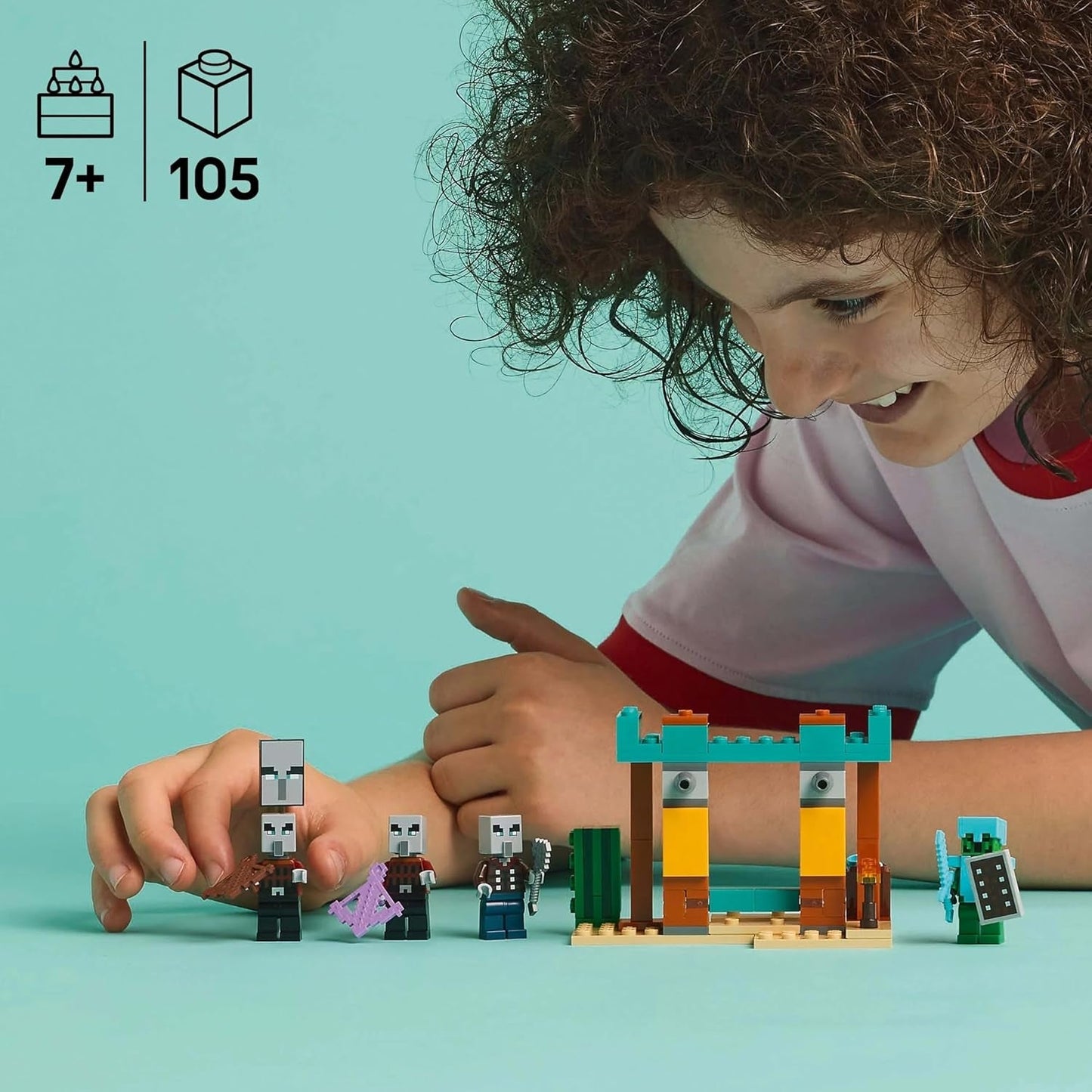 LEGO Minecraft The Illager Desert Patrol videospilsæt til børn, udpost minilegetøj og tre minifigurer inklusive plyndrer, tjener og kaktusridder 21267 byggesæt Besuche den LEGO-Store