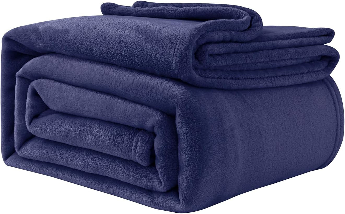 Hyggeligt tæppe Fluffy Fleece-tæppe 130 X 150 cm Sengetæpper Sofatæppe Store bløde tæpper og tæpper til voksne Sofatæpper Varmt Maskinvaskbart Sort Good Nite Senge og tæpper Marineblå 230 X 270 Cm