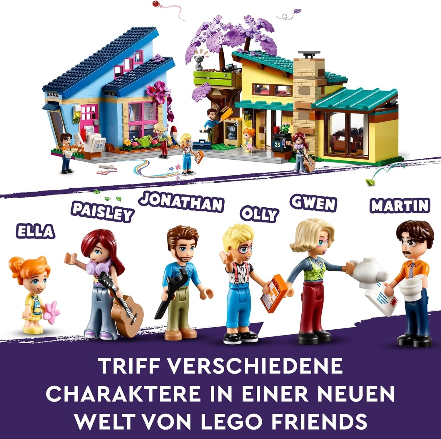 LEGO Friends Olly og Paisley Family House, Dukkehus med figurer og tilbehør, To-etagers hus og træhyttesæt, kreativ gave til piger og drenge 7+ 42620 Byggesæt Besuche den LEGO-Store