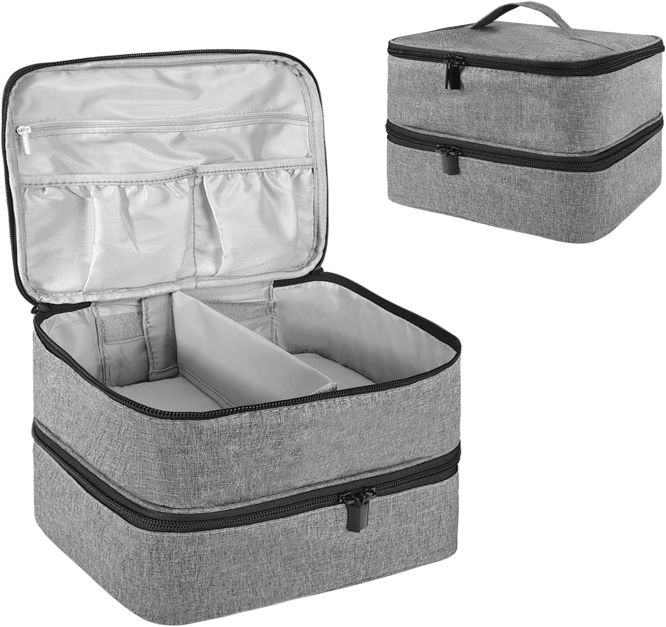 Nail Lacquer Organizer Tasche, Doppelschicht Nail Lacquer Opbevaringsboks, Organizer Koffer Für Nageldesign Kosmetiktasche Für 30 Flaschen Neonail Base(15Ml-0.5 Fl.Oz) & 1 Neglelampe(Schwarz)