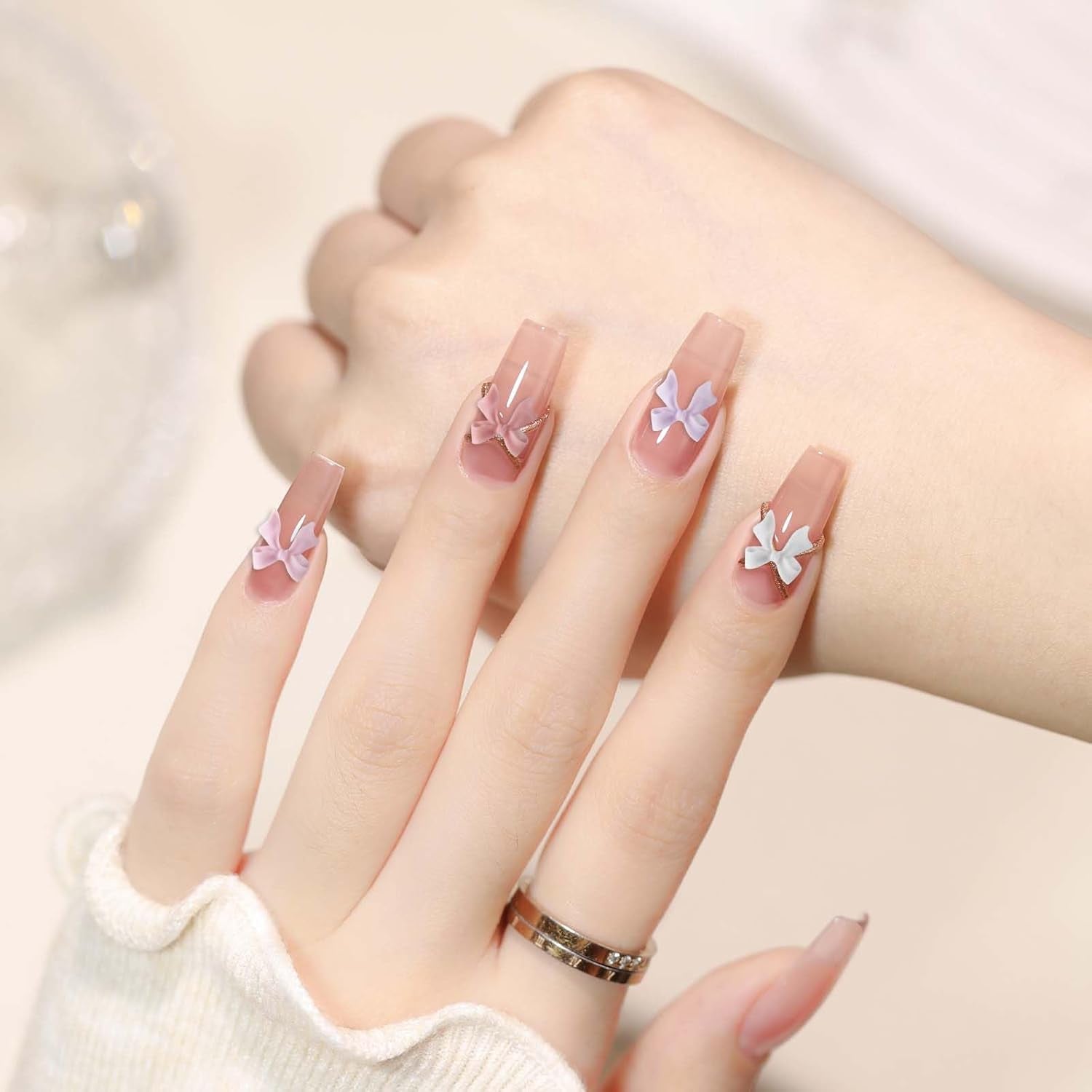 100 Stück 3D Negle Decorations Sets Schleifen Nagelanhänger Nagelkunst Dekorationen Schleife Für Acrylnägel, Süße Kawaii-Schleifenanhänger, Hübsche Nagel-Schleifenanhänger-Dekoration