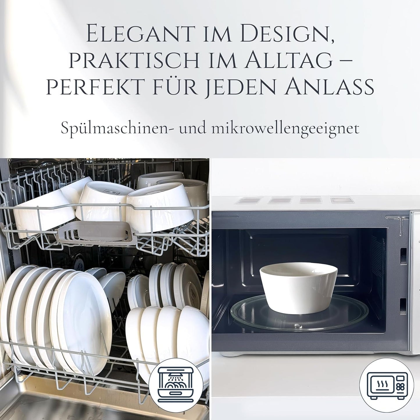 Krystal 48 dele porcelænsservisesæt TESTVINDER Klart porcelænsservisesæt Skåle og tallerkner Middagsservice til 12 Pure Living servisesæt i hvid