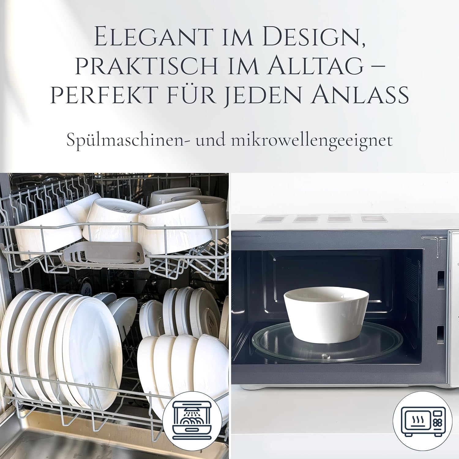 Krystal 48 dele porcelænsservisesæt TESTVINDER Klart porcelænsservisesæt Skåle og tallerkner Middagsservice til 12 Pure Living servisesæt i hvid