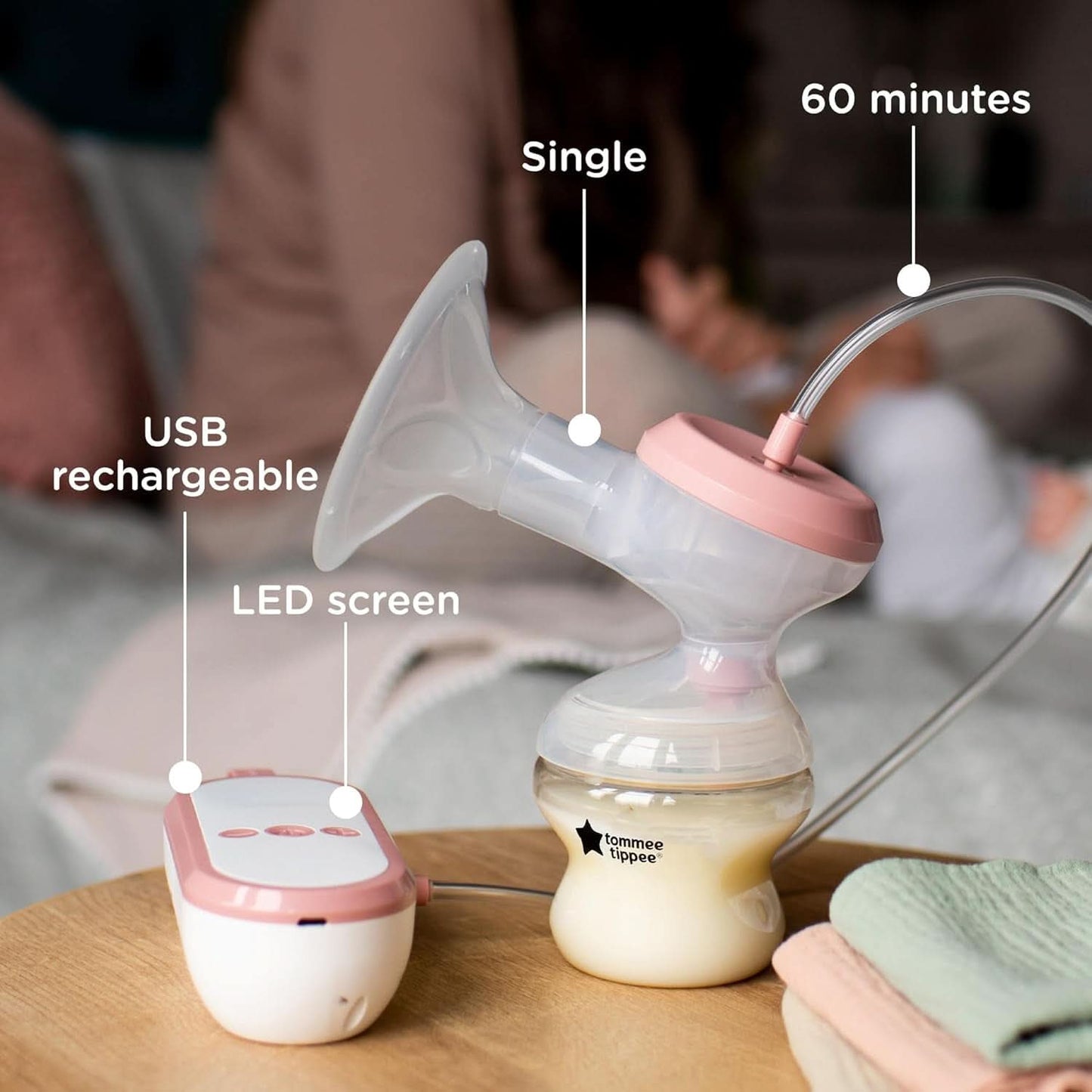 Tommee Tippee Made for Me Unik elektrisk brystpumpe, stærk sugning Tilbehør Mad og amning Bebe Naty Shop