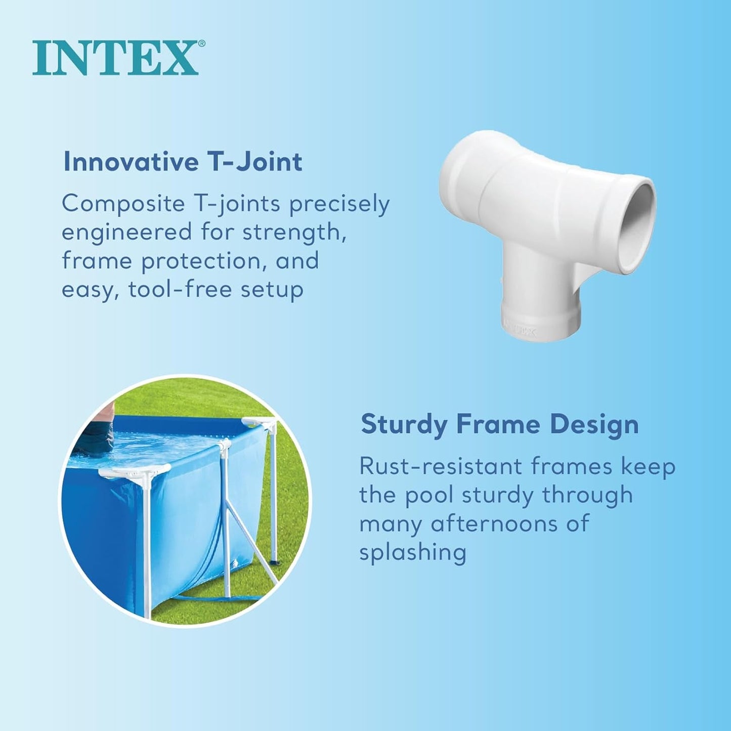 Intex 28271NP - Rektangulær overjordisk pool med ramme, 2282 L, stål og PVC, blå, 260x160x65 cm