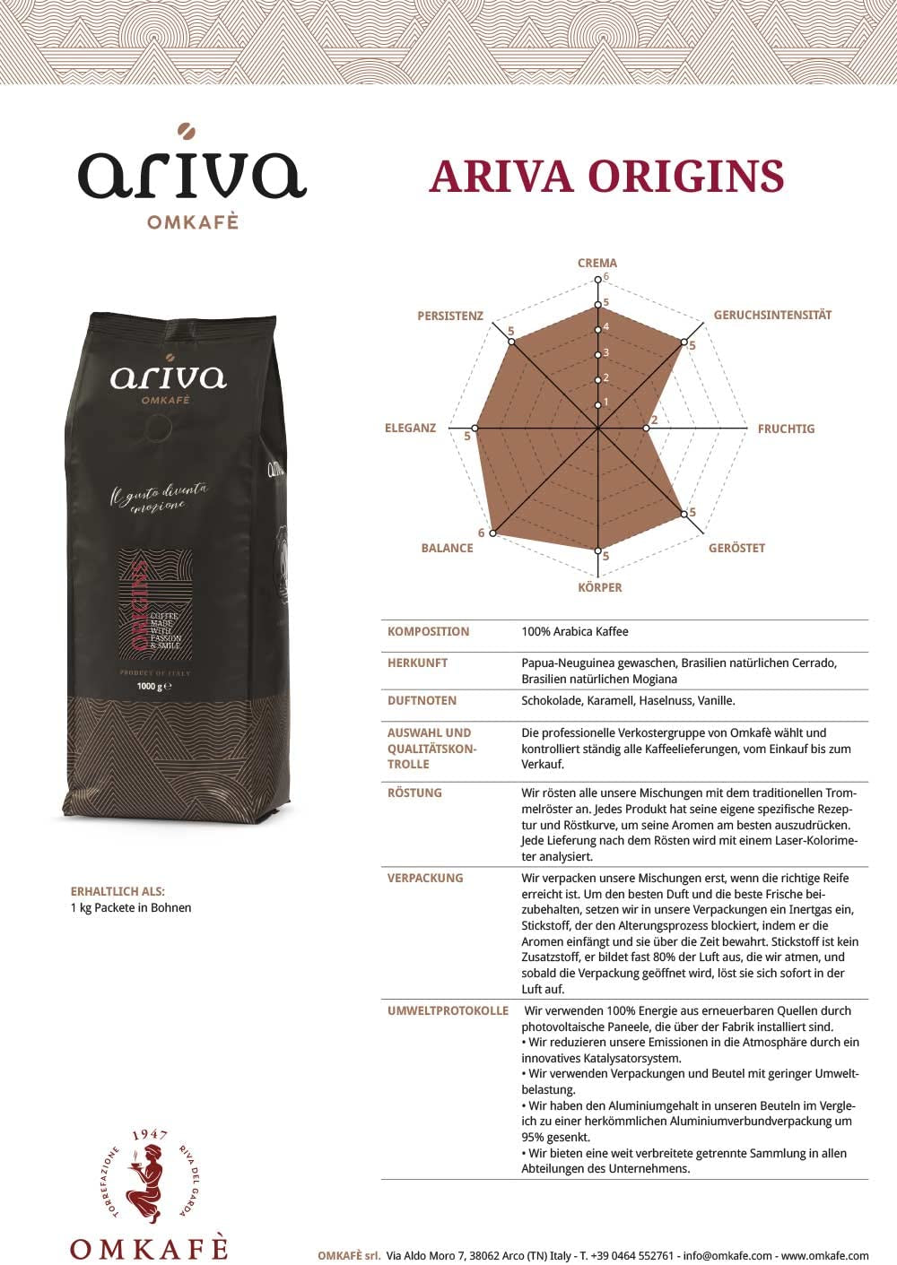Espressokaffe - Terraviva - Bønner 1000 g (28,00 EUR/1 kg)