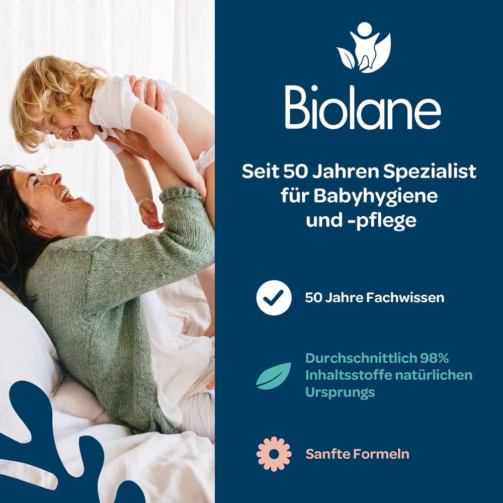 BIOLANE - Vådservietter til babyer, ansigt og hænder - Ekstra skånsomme rengøringsservietter til hygiejne - Vådservietter til babyer fra fødslen - Alkoholfri - 12 x 64 servietter (768 servietter)