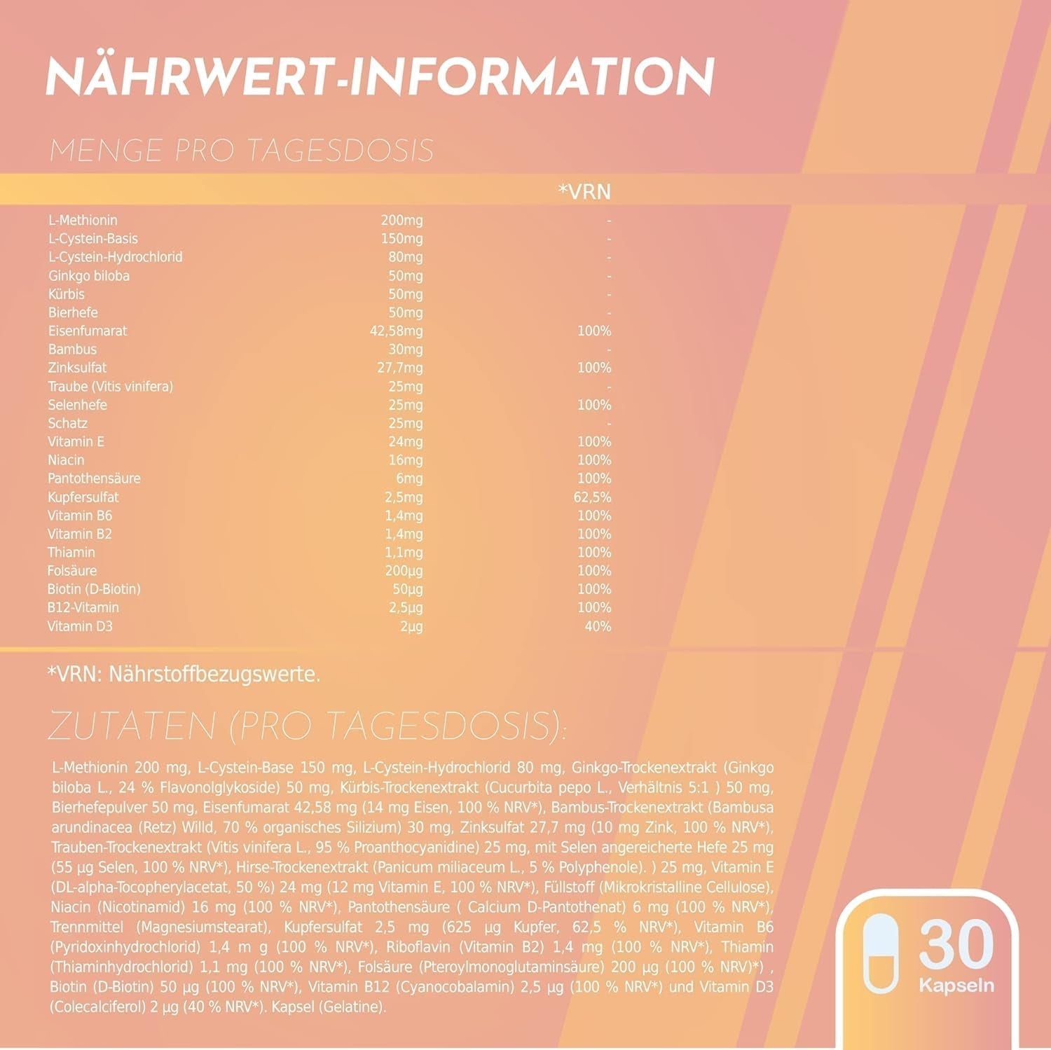 Healthy Fusion Haircomplex, effektiv mod hårtab, 30 kapsler Hårpleje Naty Shop