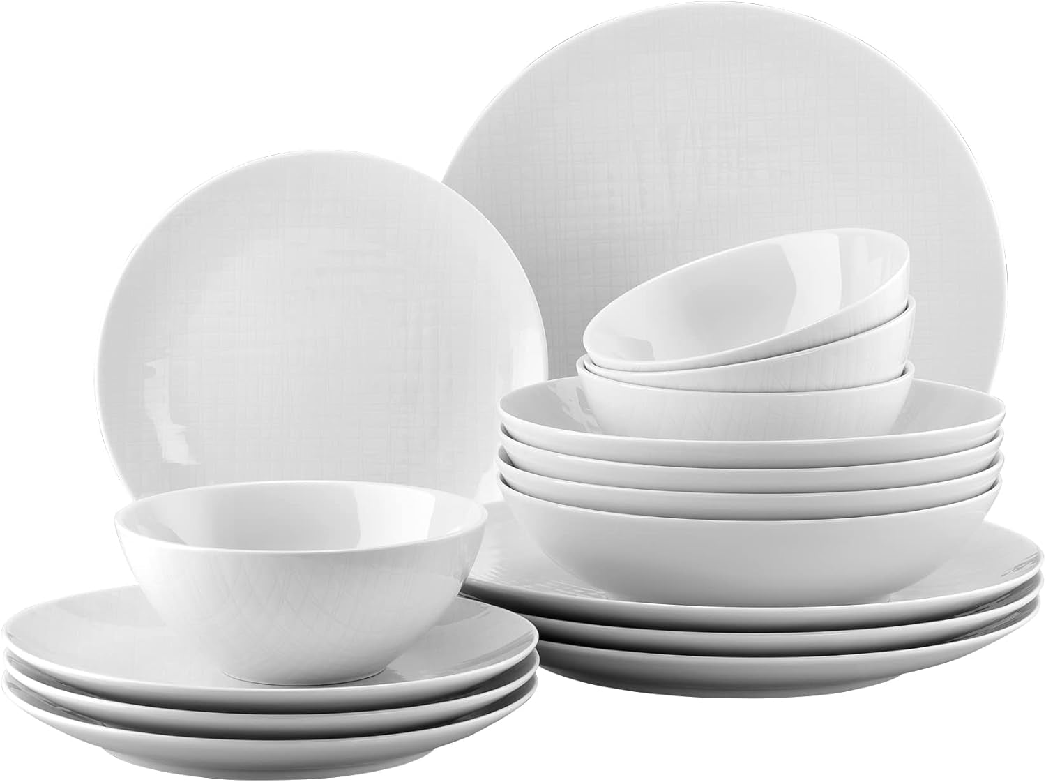 Rosenthal 11770-800001-28370 Netsæt, 16 stykker, bestående af 4 tallerkener (dybde 21 cm, tallerkener 21/27 cm), kornskåle 14 cm, hvide