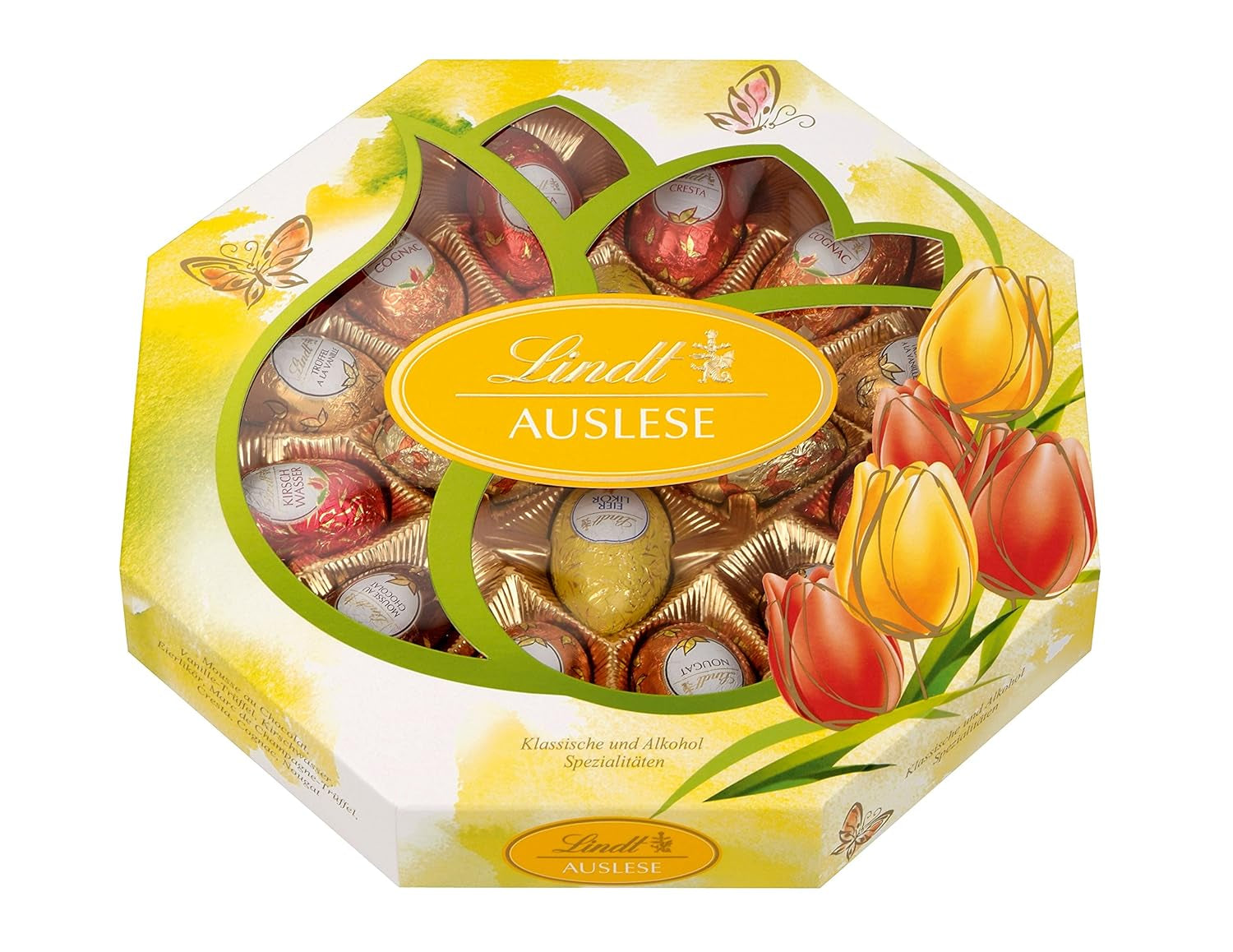 Chokolade udvalgte æg | 288 g | 2 x Crested Æg og Chokoladetrøfler | 3 x 90g | De fineste Marc de Champagne trøfler i hvid chokolade | Påskechokolade | Gave af chokolade