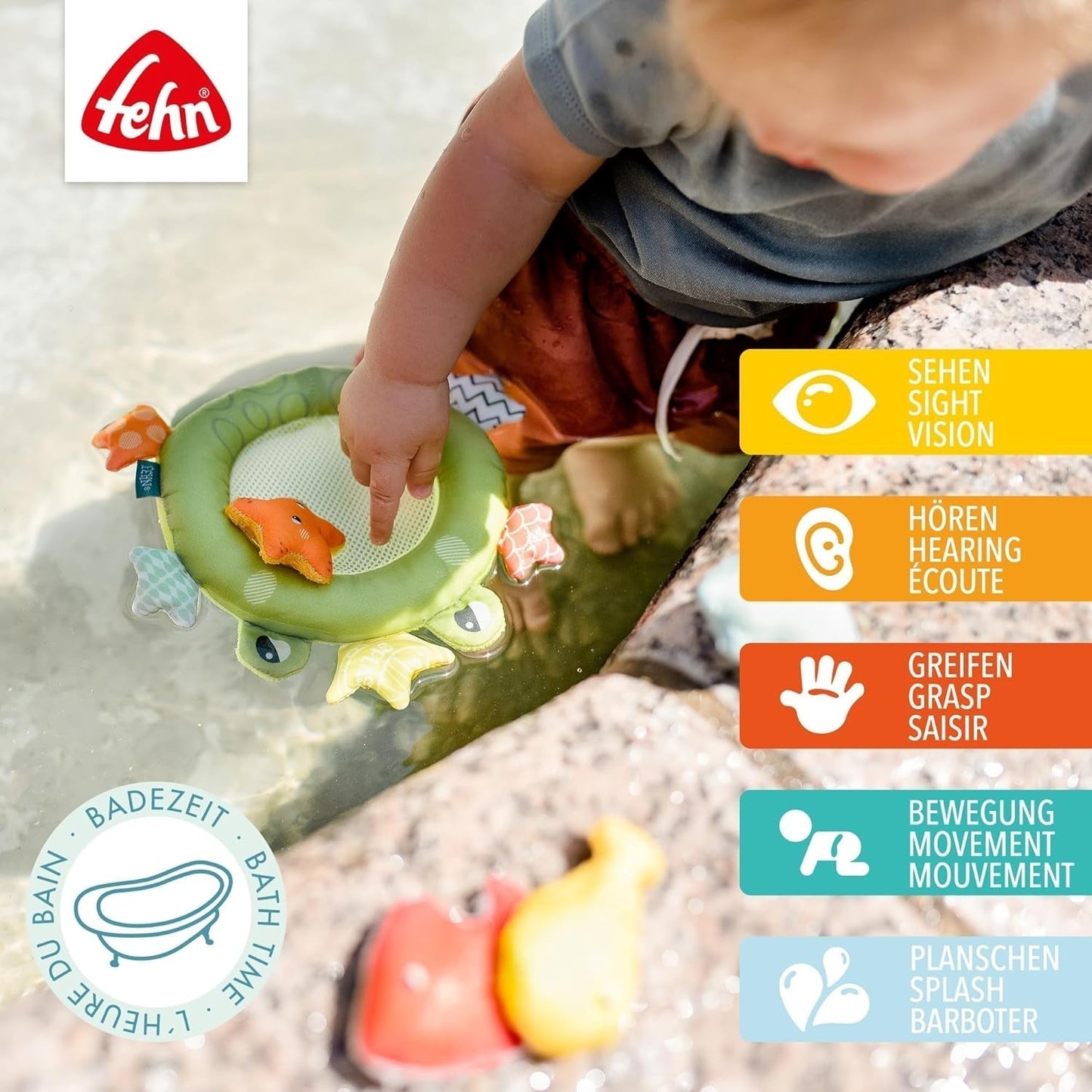 Fehn frø-badenet - Babybadelegetøj til badekar - Flydende vandlegetøj til glædelig badesjov - Badelegetøj til babyer og småbørn fra 0+ måneder Babylegetøj Naty Shop