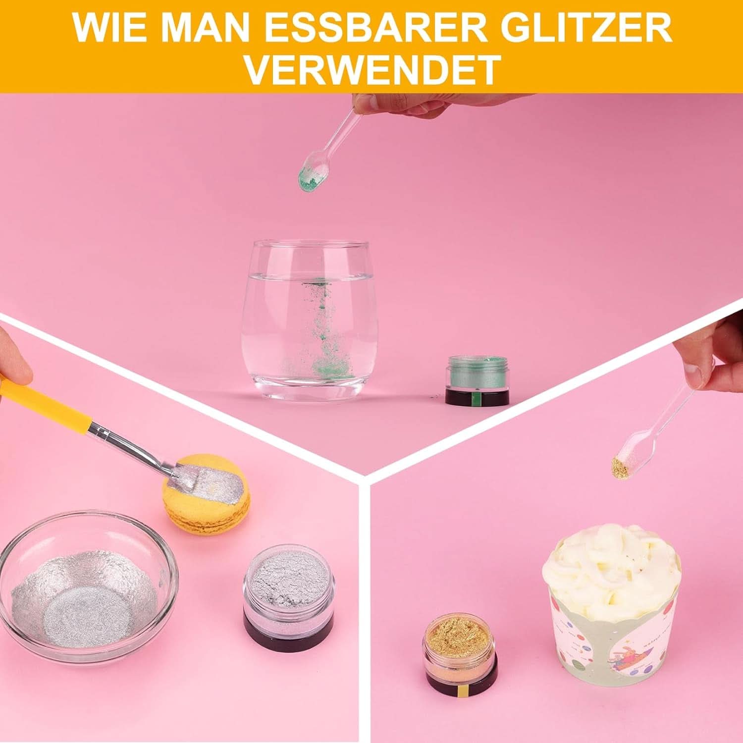 Spiselig glitter, sæt med 6 nuancer, 5 gram Glitter Naty Shop