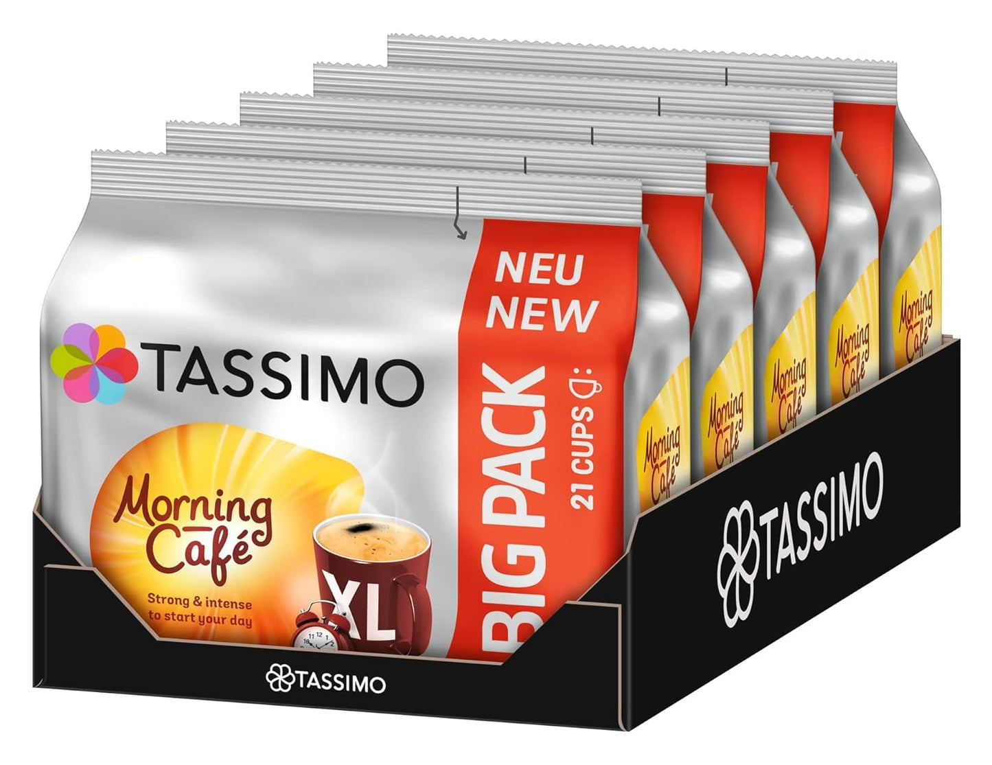 Tassimo Kapseln Moring Café XL Strong & Intense, Big Pack, 5 x 21 pads, 105 Kaffeekapseln