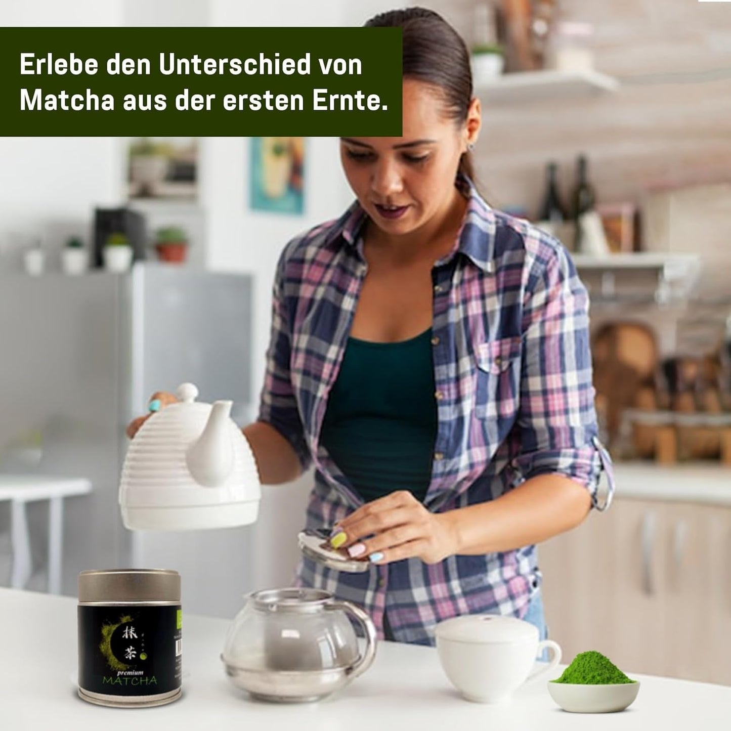 Ceremoniel UJI - 30 g æske - Bio - 100 % japansk Matcha - Første høst - Ren Matcha - Malet