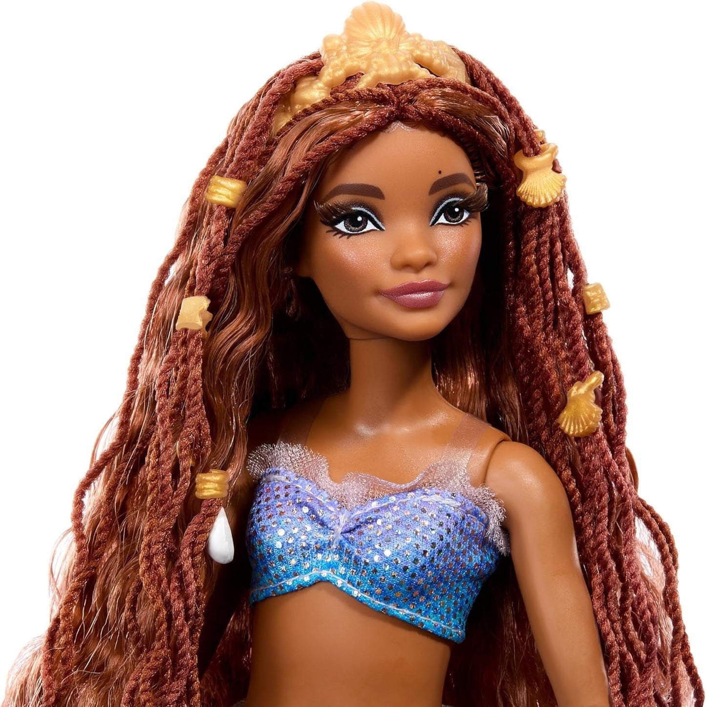 Mattel Disney Ariel Den Lille Havfrue - Deluxe havfruedukke med hårperler og dukkestativ til fantasifuld leg og visning, til børn fra 3 år og opefter, HNF42