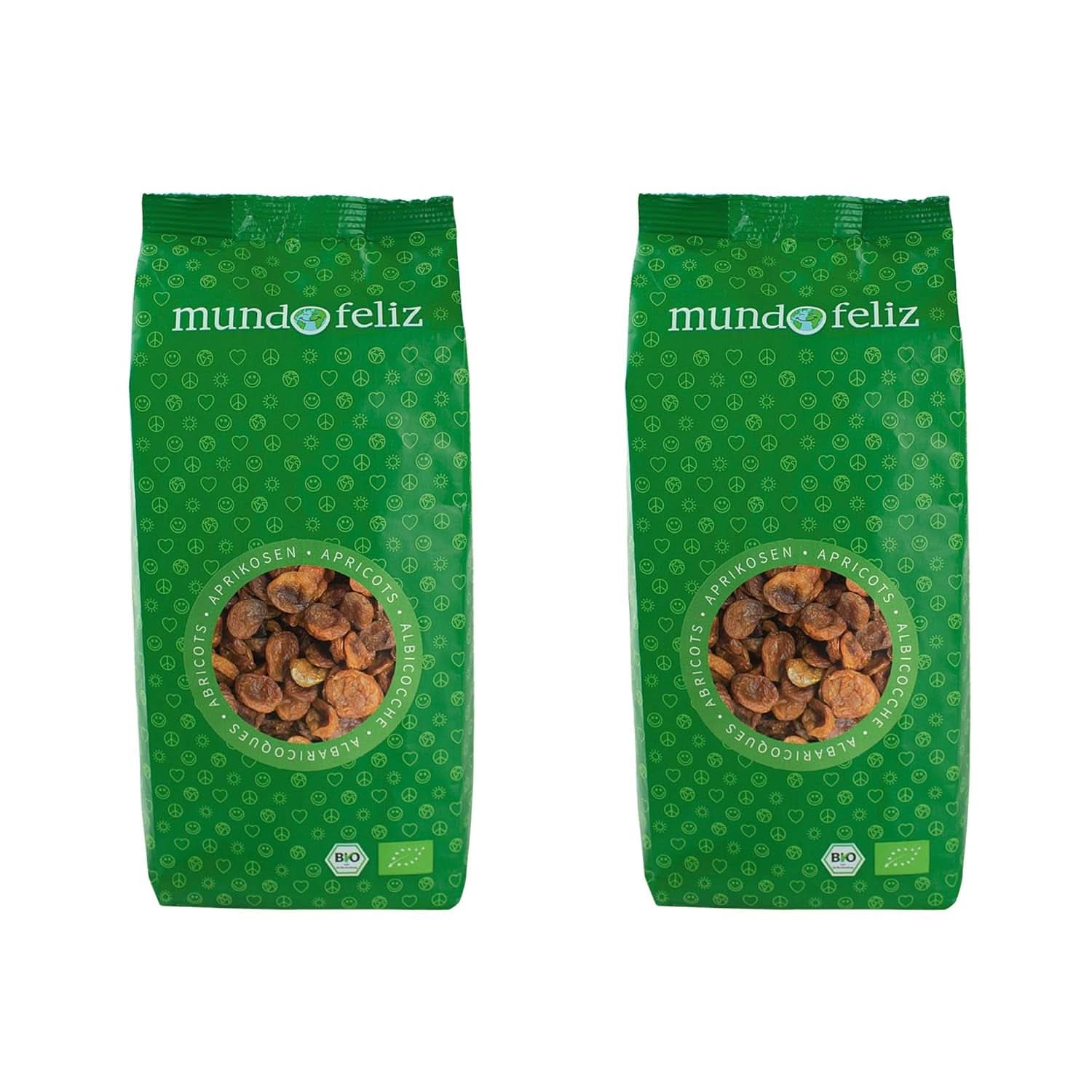 Mundo Feliz, Tørrede abrikoser med gruber fra økologisk landbrug, 2 x 500 gram Naty Shop dehydrerede produkter 2 x 500 gram