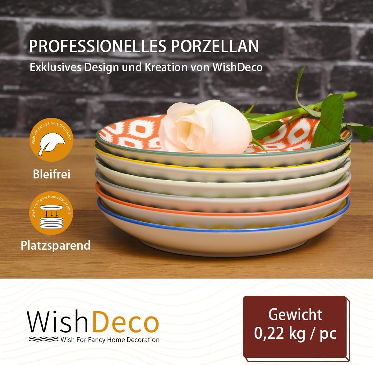 kagetallerken, sæt med 6; små desserttallerkener (15 cm); salatplader af porcelæn; farverige tallerkener til morgenmad; mini tallerkener til pasta, frugt, brød
