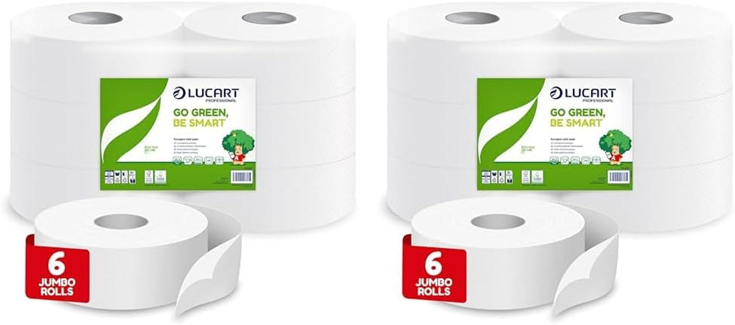 Jumbo Eco toiletpapirruller, 2-lags, håndvaskecreme med rensende, fugtgivende og udglattende formel - blomsterduft - 5L, 6 stykker (1-pakke)