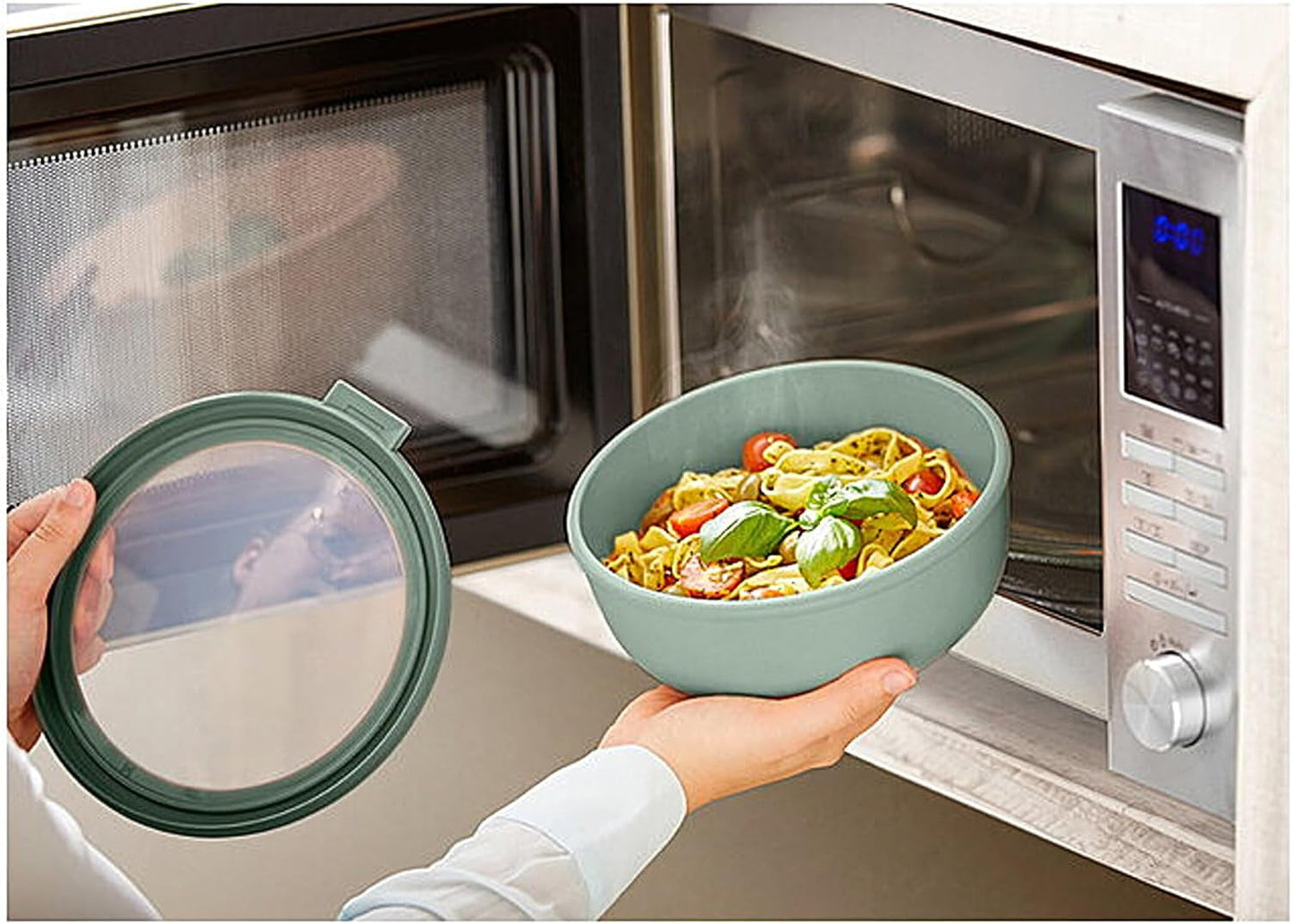 Mepal - Multiskål Cirqula Rundt 4-delt sæt - Opbevaringsglas med låg - Velegnet som opbevaringsboks, køleskab, fryser og mikroovn - 500, 1000, 2000, & 3000 ml - Nordisk salvie Madopbevaringsbokse Naty Shop