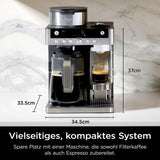 Ninja Prestige 2-i-1 filterkaffemaskine med kapsler og integreret mælkeskummer, til latte, iskaffe og flad hvid, sort CFN802EU
