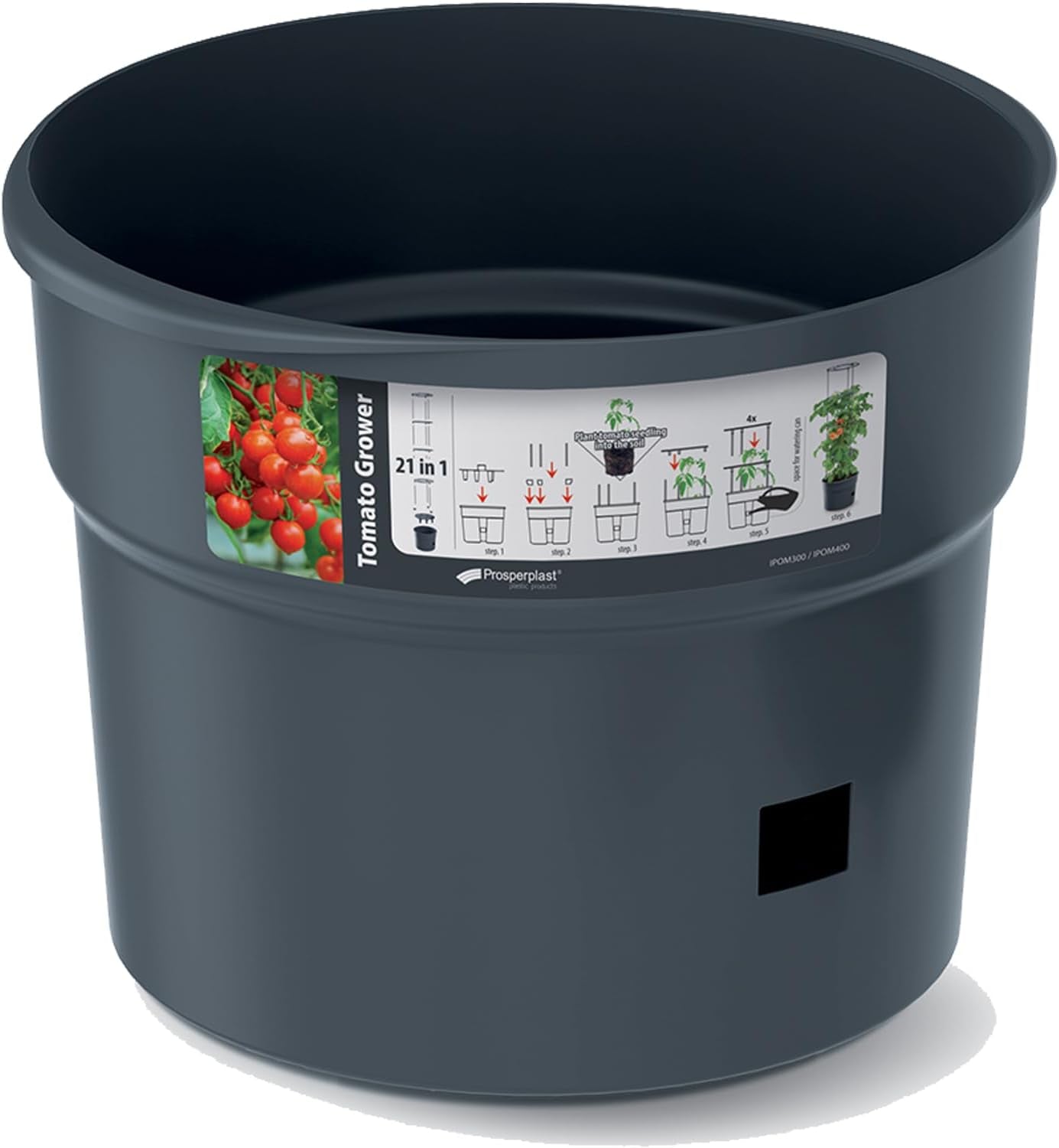 Prosperplast tomatkimplantepotter med espalier – Robust plastikpotte | Antracit | Vejr- og UV-bestandig | 29,5 x 115,2 cm | Ideel til haven og terrassen