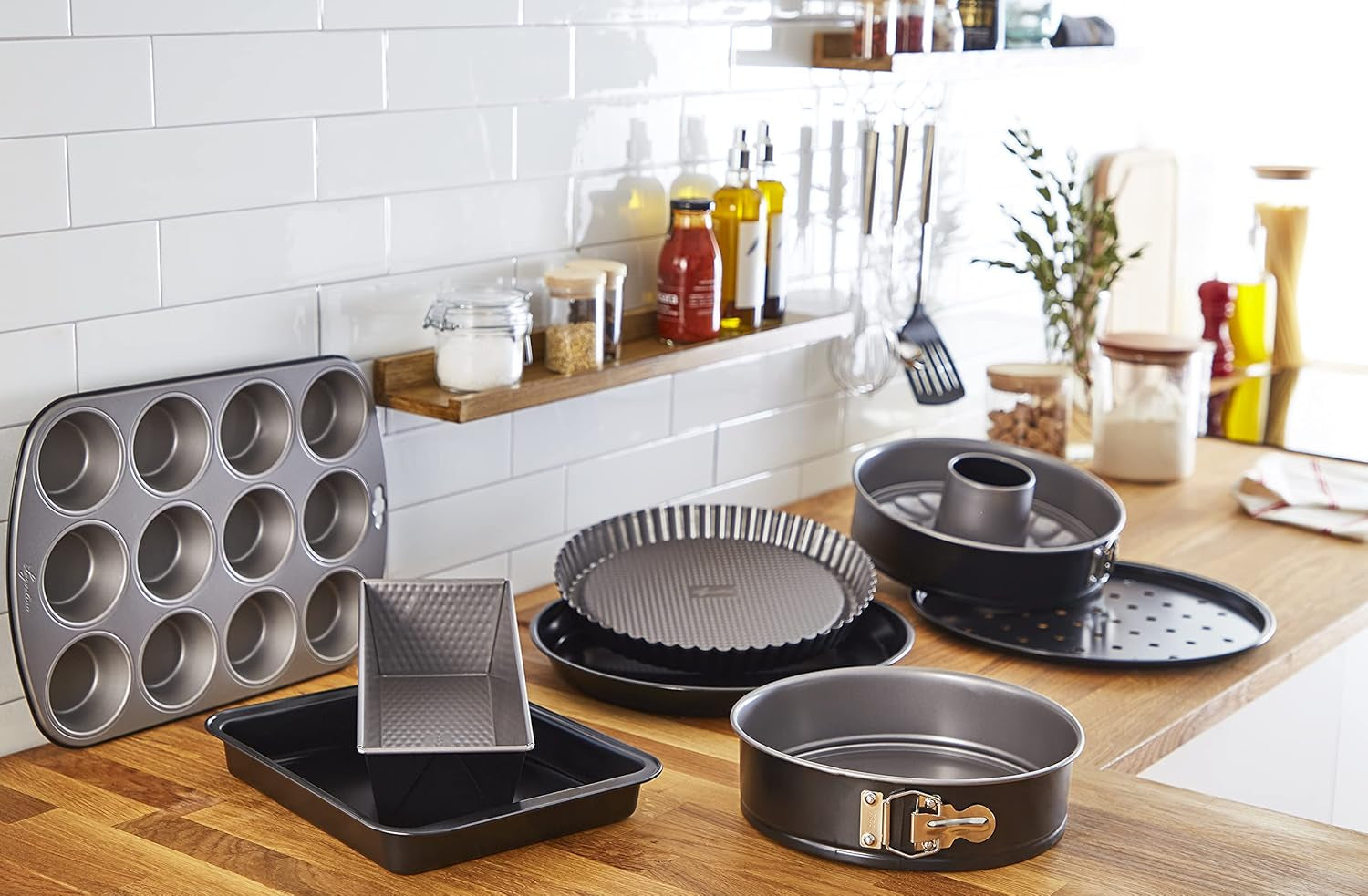 Gustosa Backform 12 Muffin Aus Stahl, Antihaftbeschichte, Für Backofen, Schwarz, 38 X 27 Cm Forme og bakker til bagning Naty Shop
