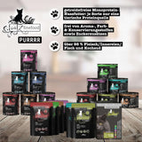 Vådfoder til katte Catz Finefood Purrrr Heste Monoprotein no. 123, til katte med følsom fordøjelse, 70% kødindhold, 6 æsker x 400 g