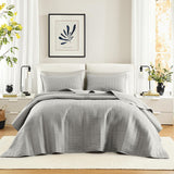 Comfort Spaces Kienna Quilt Sæt, Luksus dobbeltsyning, Sommertæppe, Letvægts, Blødt Sengetøj året rundt, Matchende pudebetræk, Hvid, Tæppe til King Size senge (264,2 X 228,6 cm), Naty Shop Dyner og dyner Grå Oversized King sengetæppe (120"X118")