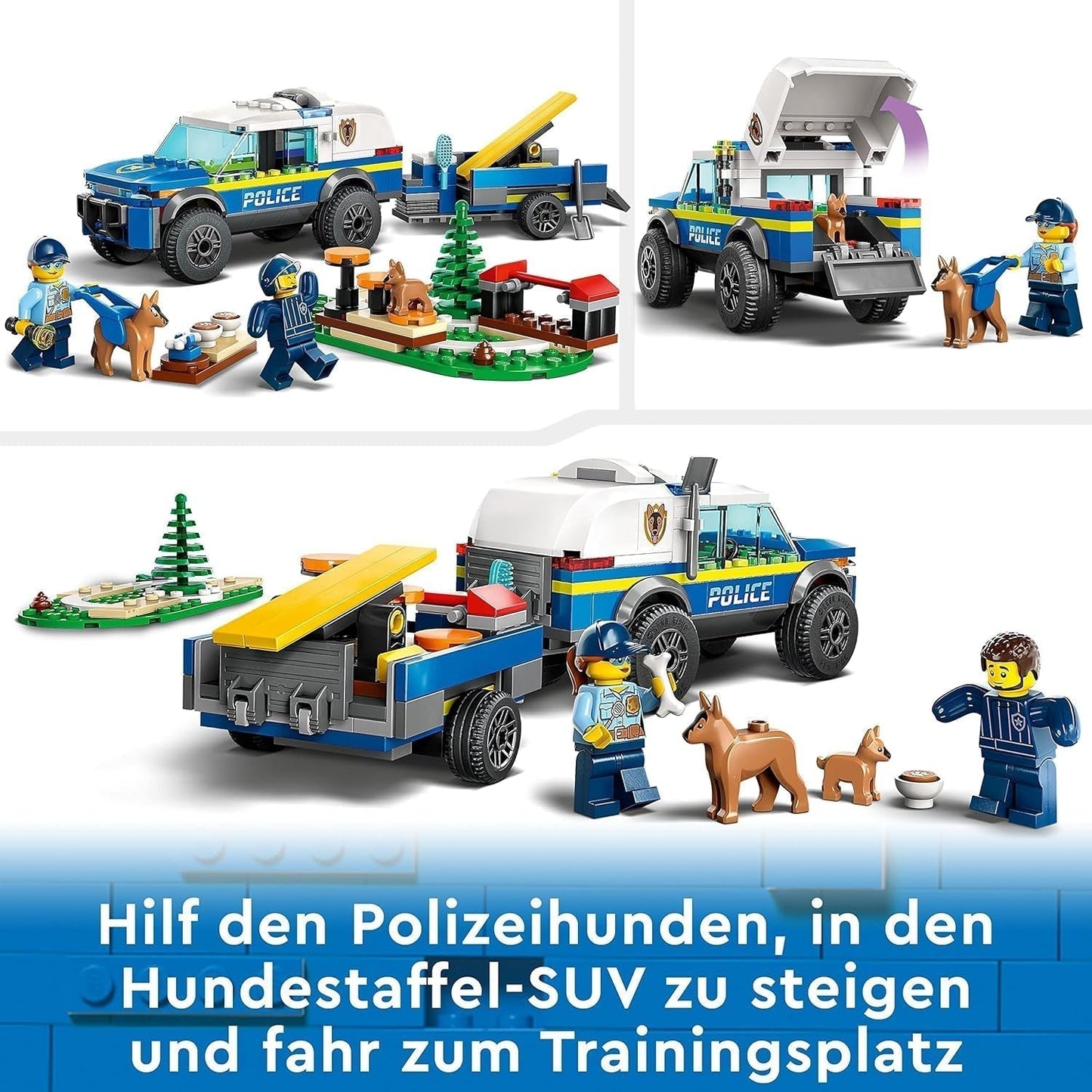 LEGO 60369 City Mobil politihundetræning, legetøjspolitibil med trailer, hunde- og hvalpefigurer, dyresæt til børn 5+ år Byggesæt Besuche den LEGO-Store