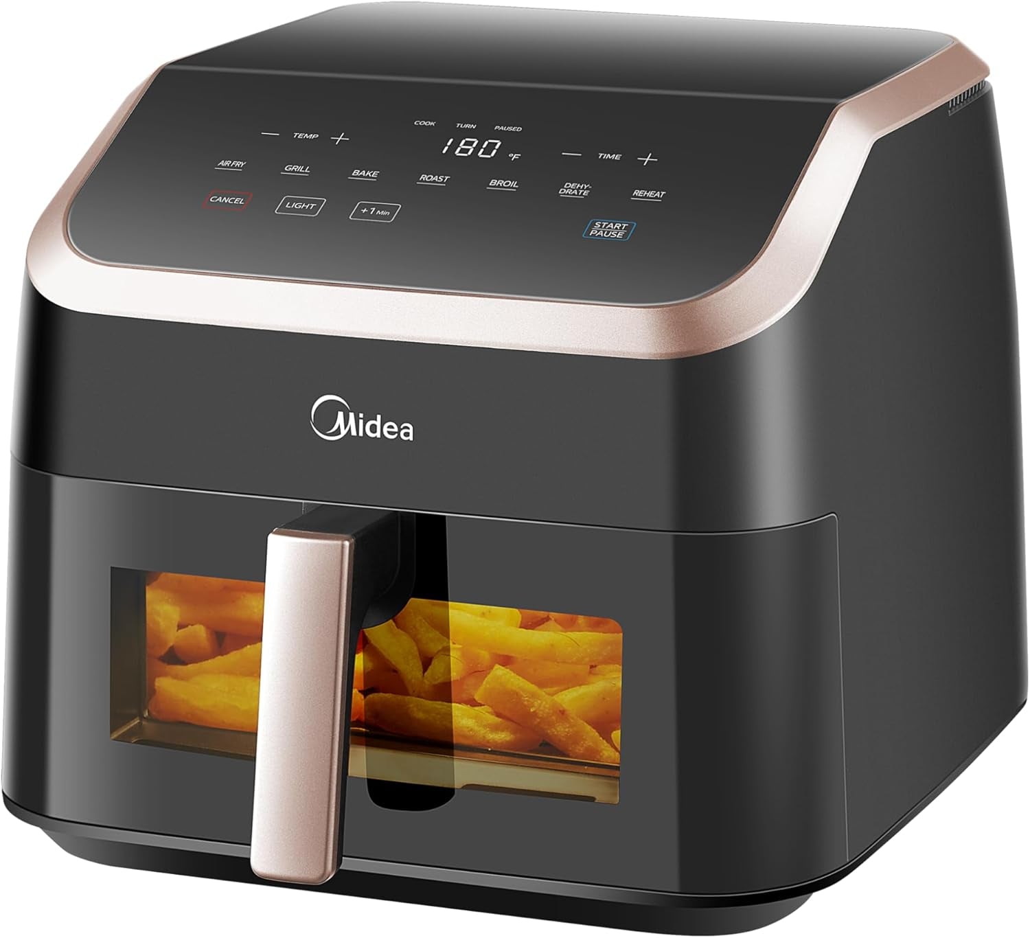 Midea Hot Air Fryer 2L, 1150W Airfryer, oliefri, Hot Air Fryer, Automatisk slukfunktion Hvidevarer Naty Shop 9L