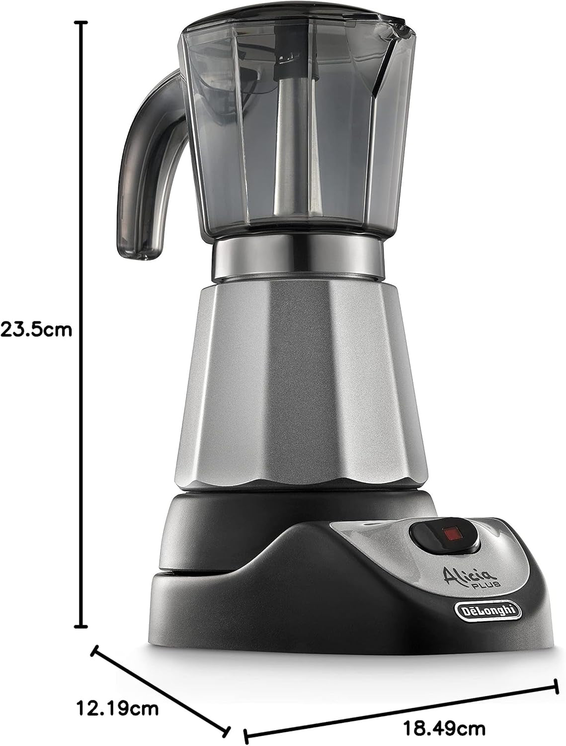 De'Longhi Alicia Plus EMKM6.B Moka Pot (360° drejelig, 550 W) Sølv-sort