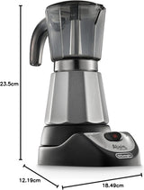 De'Longhi Alicia Plus EMKM6.B Moka Pot (360° drejelig, 550 W) Sølv-sort