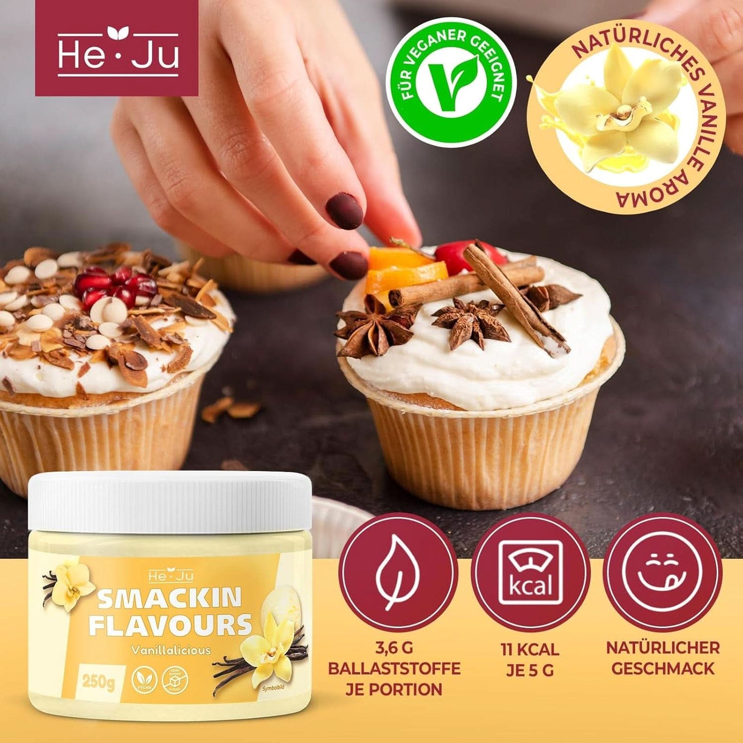 He-Ju, Pulver med vaniljesmag, 250 gram Aromas Naty Shop
