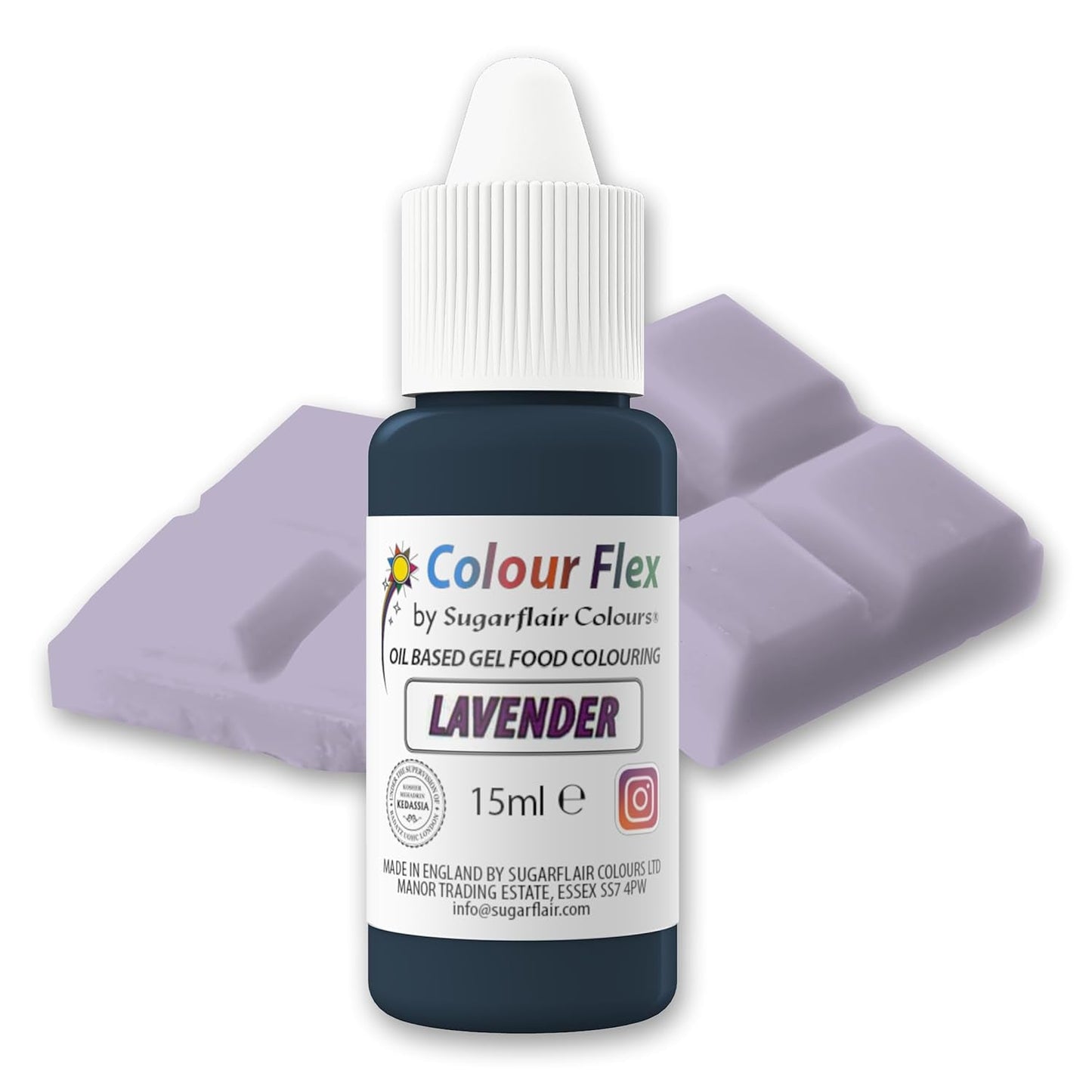 Sugarflair Colourflex Oil Based Food Coloring Lavendel, højkoncentreret flydende madfarve til smørcreme, chokolade, dej, fondant, glasur og mere - 15ml