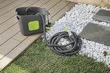 GF SRL, Aquapop Grey Pro 15, selvforlængende flettet slange Fremstillet i Italien, med stiv plastbeholder, ergonomisk mini havesprøjte, havevandingsforbindelser, mørkegrå