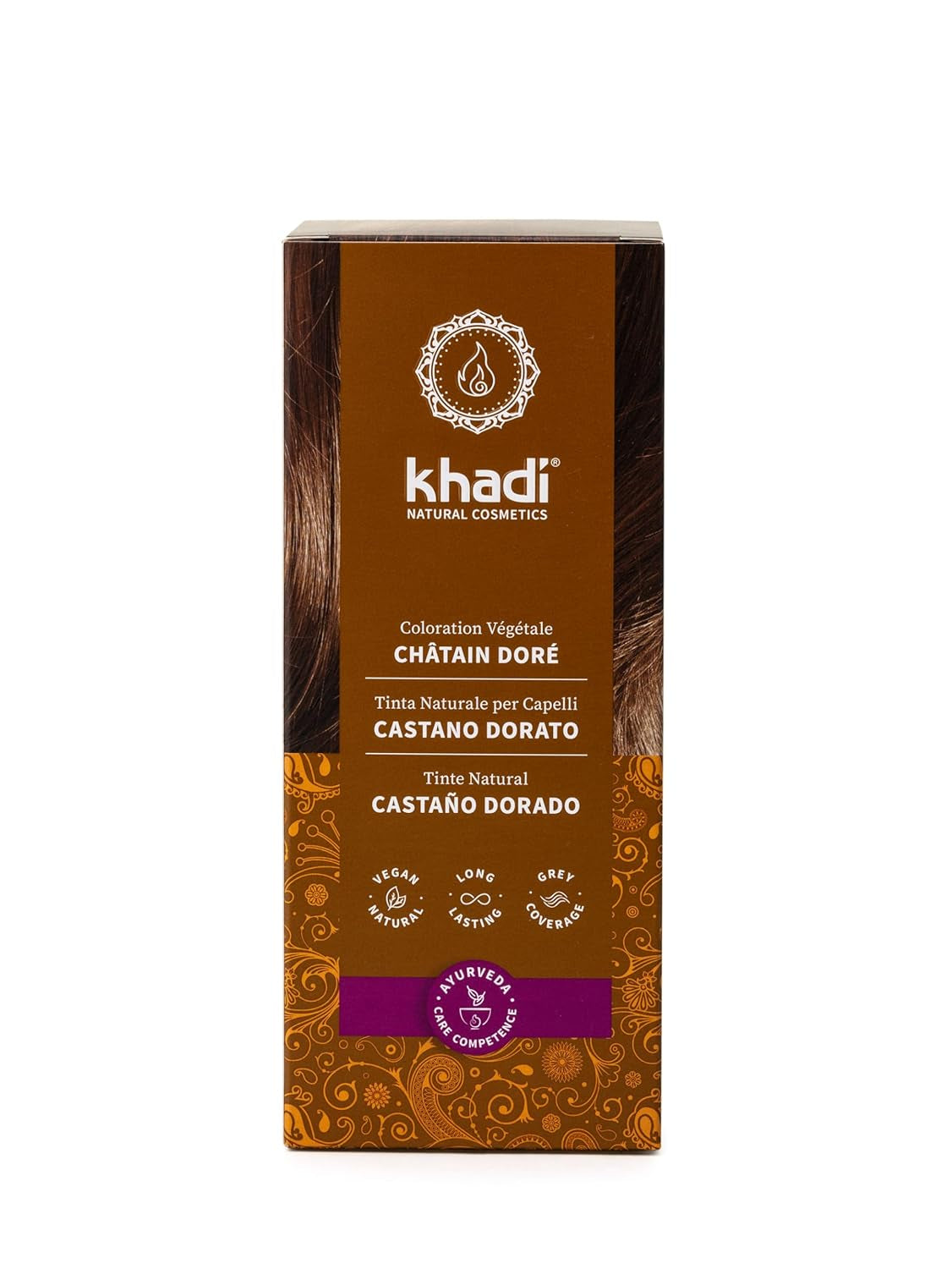 khadi GOLDBRAUN urte-hårfarve, hårfarve fra lyst rav til blød og skinnende gyldenbrun, 100 % urte-naturlig hårfarve, naturlig og vegansk, certificeret naturlig kosmetik, 100 g Naty Shop Hair Dye