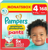 Pampers Premium Protection Pants Str. 7, 123 Bleer, 15 kg+, med 360° justering og bløde anti-lækage manchetter for optimal komfort og beskyttelse