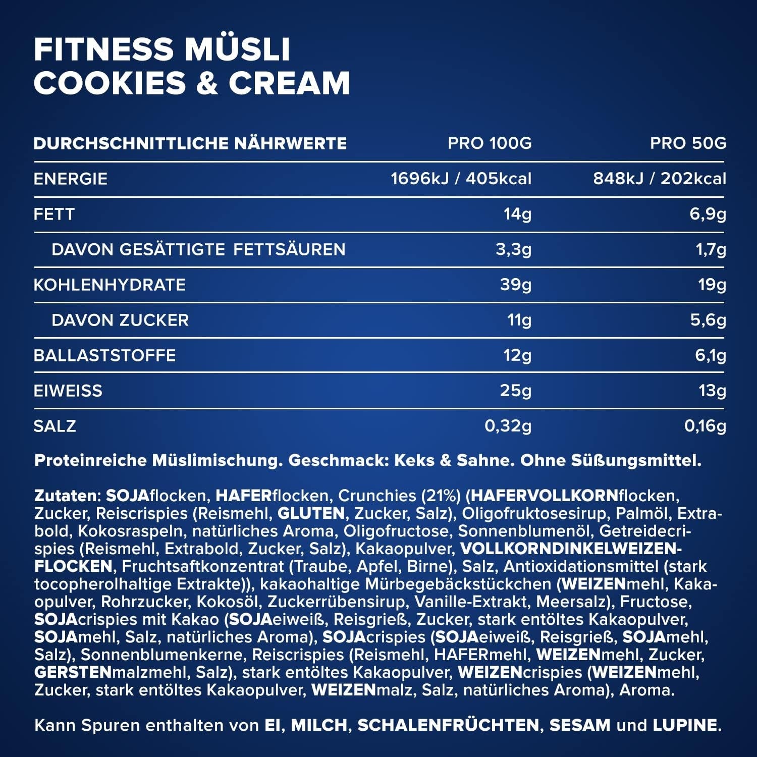IronMaxx Fitness Müsli - Cookies & Cream, 2 kg pose | Proteinrig vegansk müsli med sprødt indhold | Lavt indhold af sukker og højt indhold af fibre