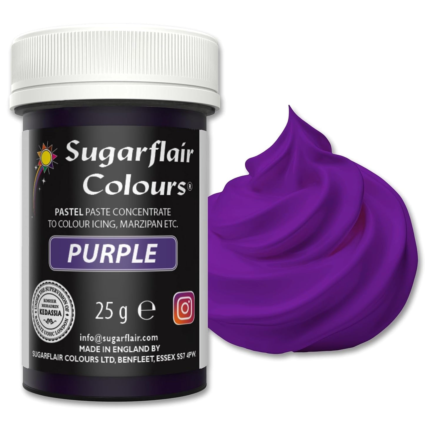 Sugarflair madfarve til pasta, pastel lilla farve, madfarve til pasta, fondant og marcipan, spektrale koncentrerede farver - 25g