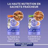 Purina One - Spezialfutter i Sauce Rind/Huhn/Ente und Turkeyhn für Katzen mit Appetit, 340 g