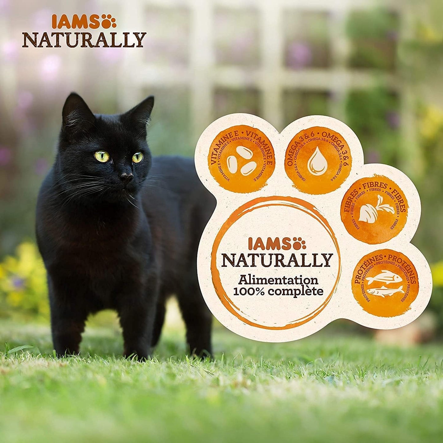 IAMS naturligt våd kattefoder i sauce - vådfoder af høj kvalitet med fisk til voksne katte, havsamling, 12 x 85 g