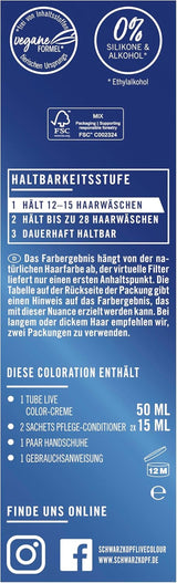 Schwarzkopf LIVE Ultra Brights Semi-Permanent Hårfarve 097 Havfrue (3 x 80 ml), farve for intense resultater eller pastelfarver, modstår 12-15 vaske, med plejebalsam Hårfarve Naty Shop