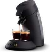 PHILIPS Original Plus Eco kapsel-espressomaskine, valg af kaffeintensitet, Coffee Boost-teknologi, 80 % genbrugsplast*, 45 % reduceret energiforbrug**, 2 kopper samtidigt, klaversort (CSA210/22)