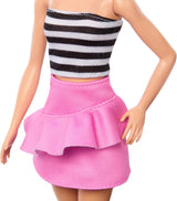 Barbie Fashionista dukke nr. 213 Blonde i stribet top Pink nederdel og solbriller 65-års fødselsdag samlerobjekt modedukke HRH11 Naty Shop Dukker
