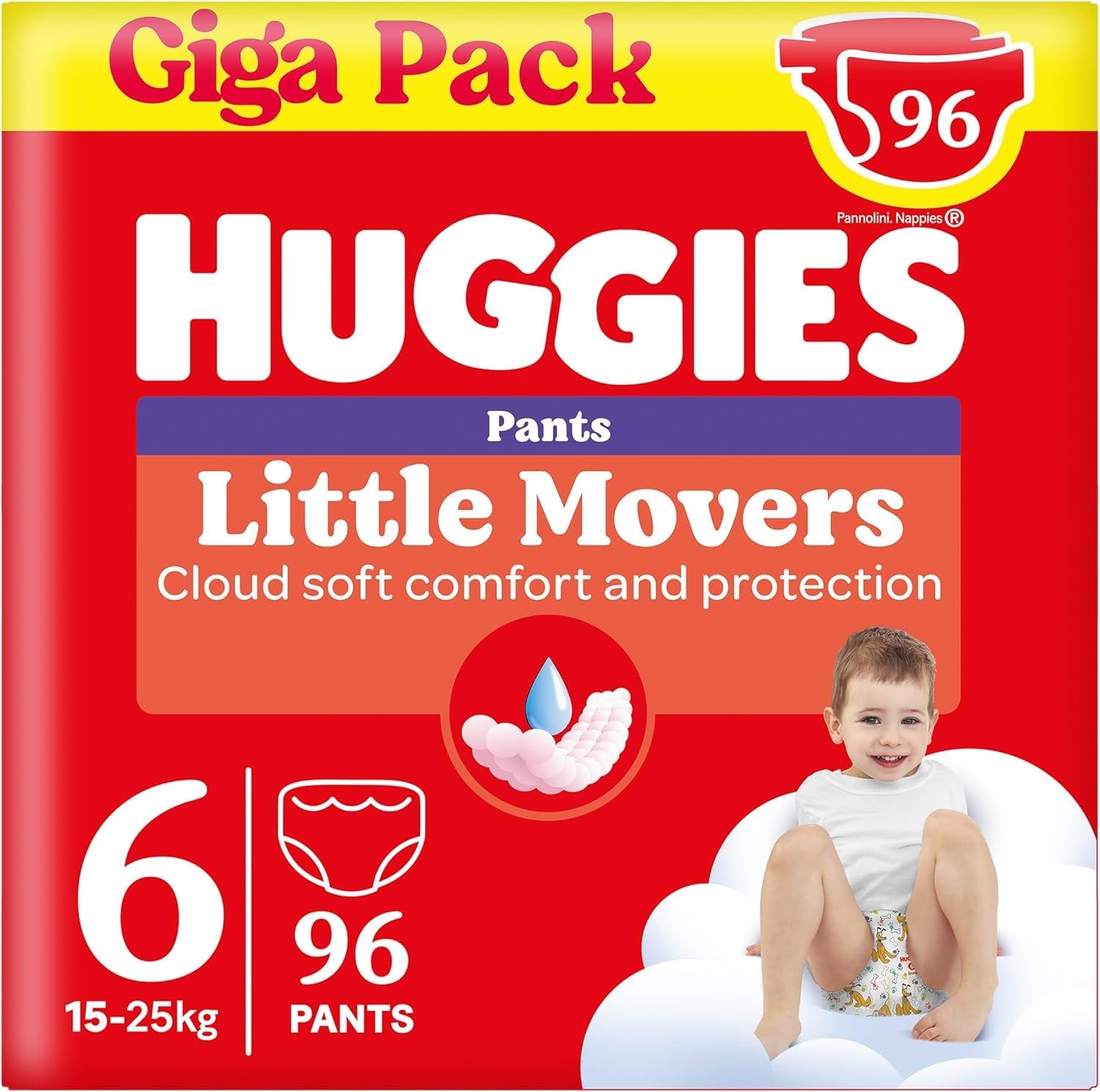 Huggies Little Movers Disney Bukser, Størrelse 6, 96 Antal (2 x 48), Månedlig æske