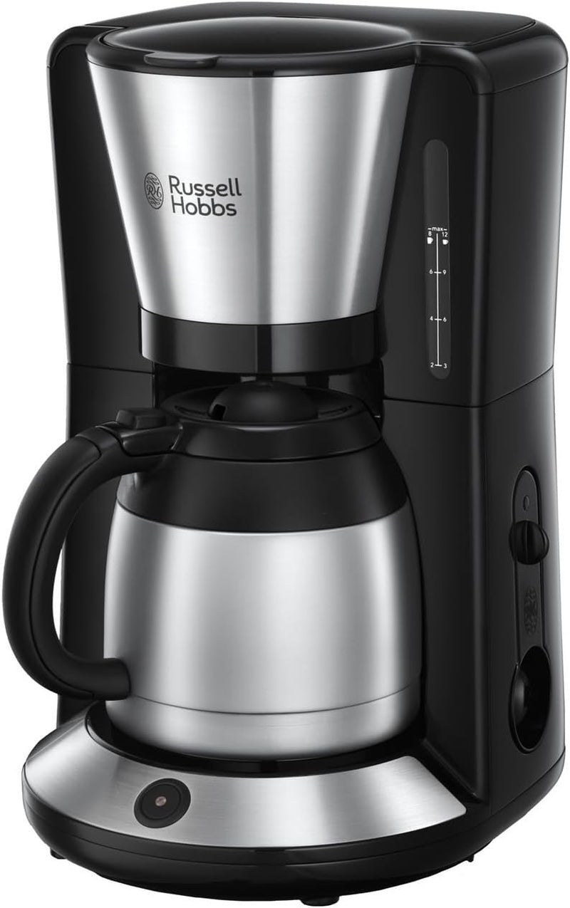 Russell Hobbs kaffemaskine [brusehoved for optimal udvinding og aroma] Adventure (1 til 8 kopper, 1,0 l termokande, automatisk sluk, anti-drypsystem, 1100W) Filterkaffemaskine 24020-56