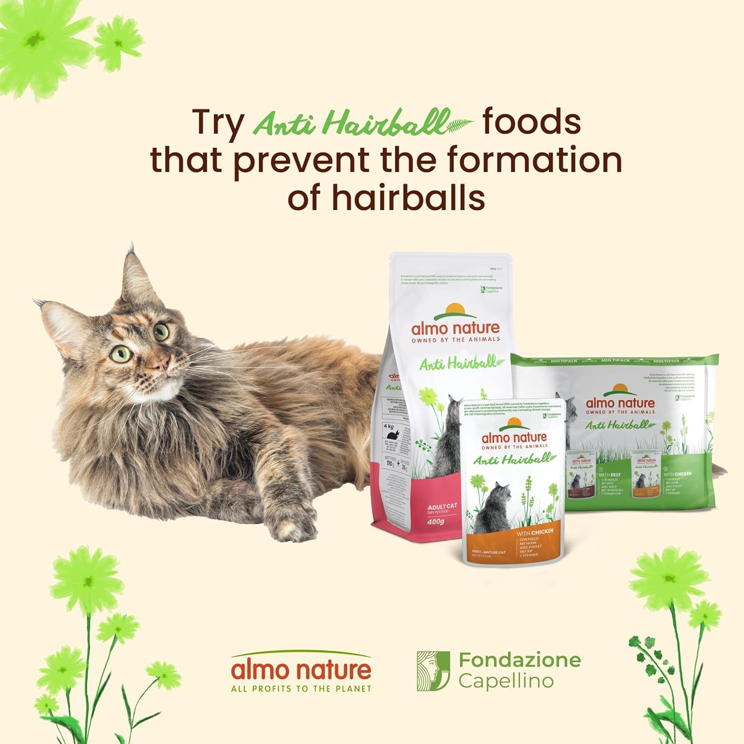 Almo Nature Functional - Anti-hårbolde - Vådfoder til voksne og modne katte - med hvalpe - Bekæmper dannelsen af ​​hårbolde - 70 g (pakke med 30)